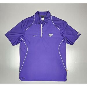 Nike‎ Kansas State Wildcats Polo Shirt Mens Large. Purple Dri-Fit Checkerd Golf
